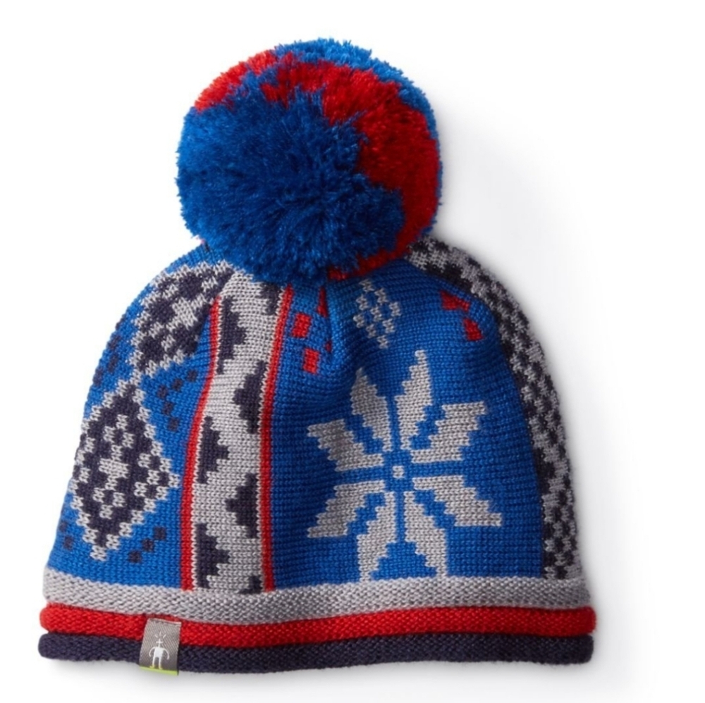 NEW Smartwool Merino Wool Navy Blue Snowflake Beanie Winter Hat Youth Large/XL
